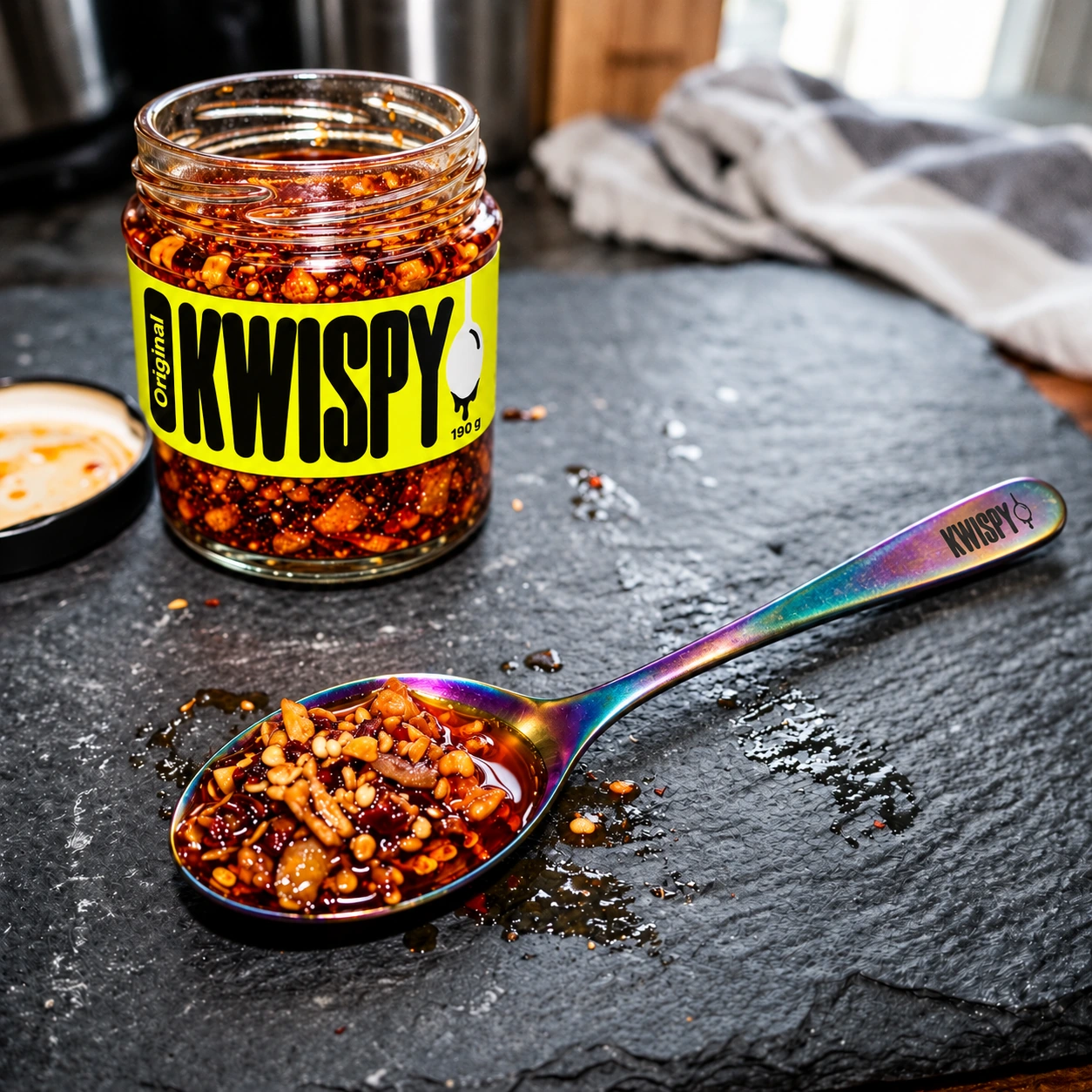 Rainbow Spoon aus Edelstahl mit dezenter schwarzer KWISPY-Gravur
